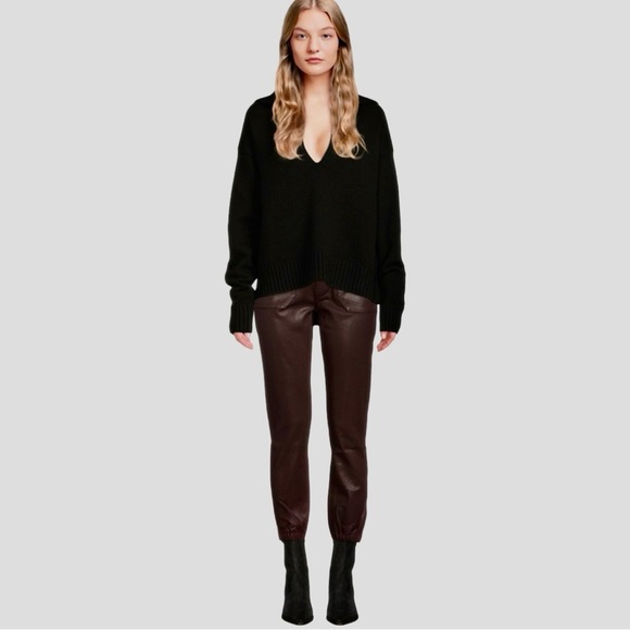 NWT PAIGE Mayslie Coated Waxed Joggers Pants Chocolate Brown Chicory Size 25 - Picture 4 of 16